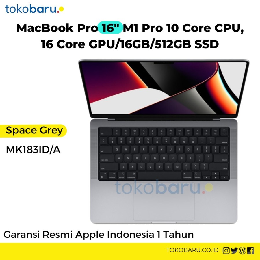 MacBook Pro 16 Inch M1 Pro 10core CPU-16core GPU 16GB / 512GB SSD IBOX