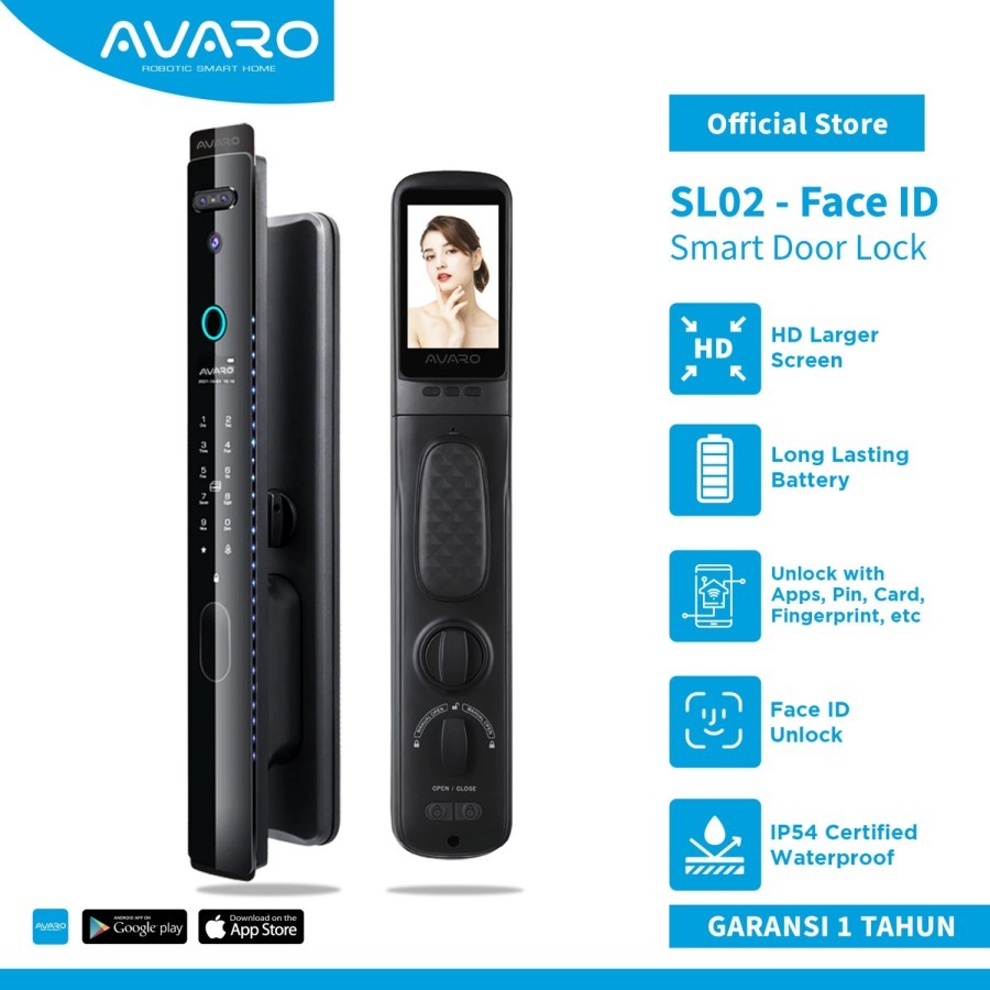 AVARO SL02 Face ID Smart Door Lock Kunci Pintu Digital Smart Lock