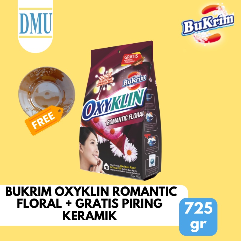Sabun Detergent Bubuk BuKrim Oxyklin Romantic 725gr + Gratis Piring