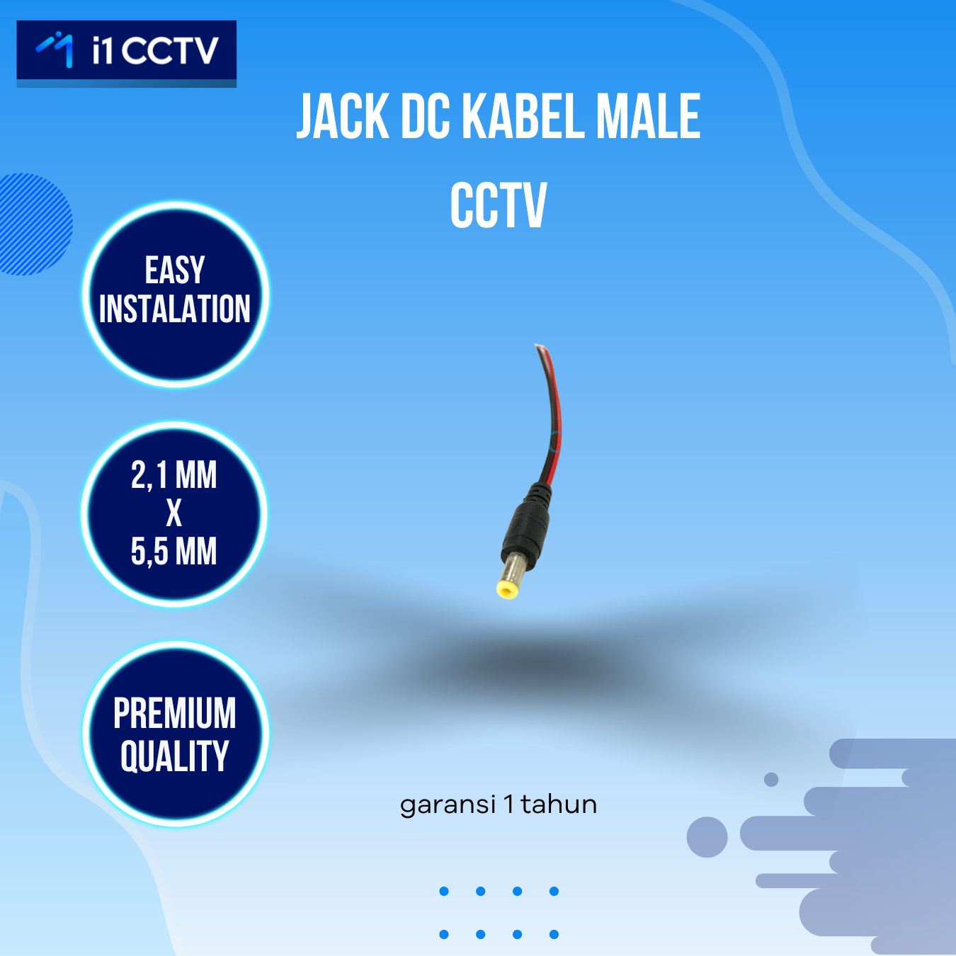 Jack DC kabel Male CCTV