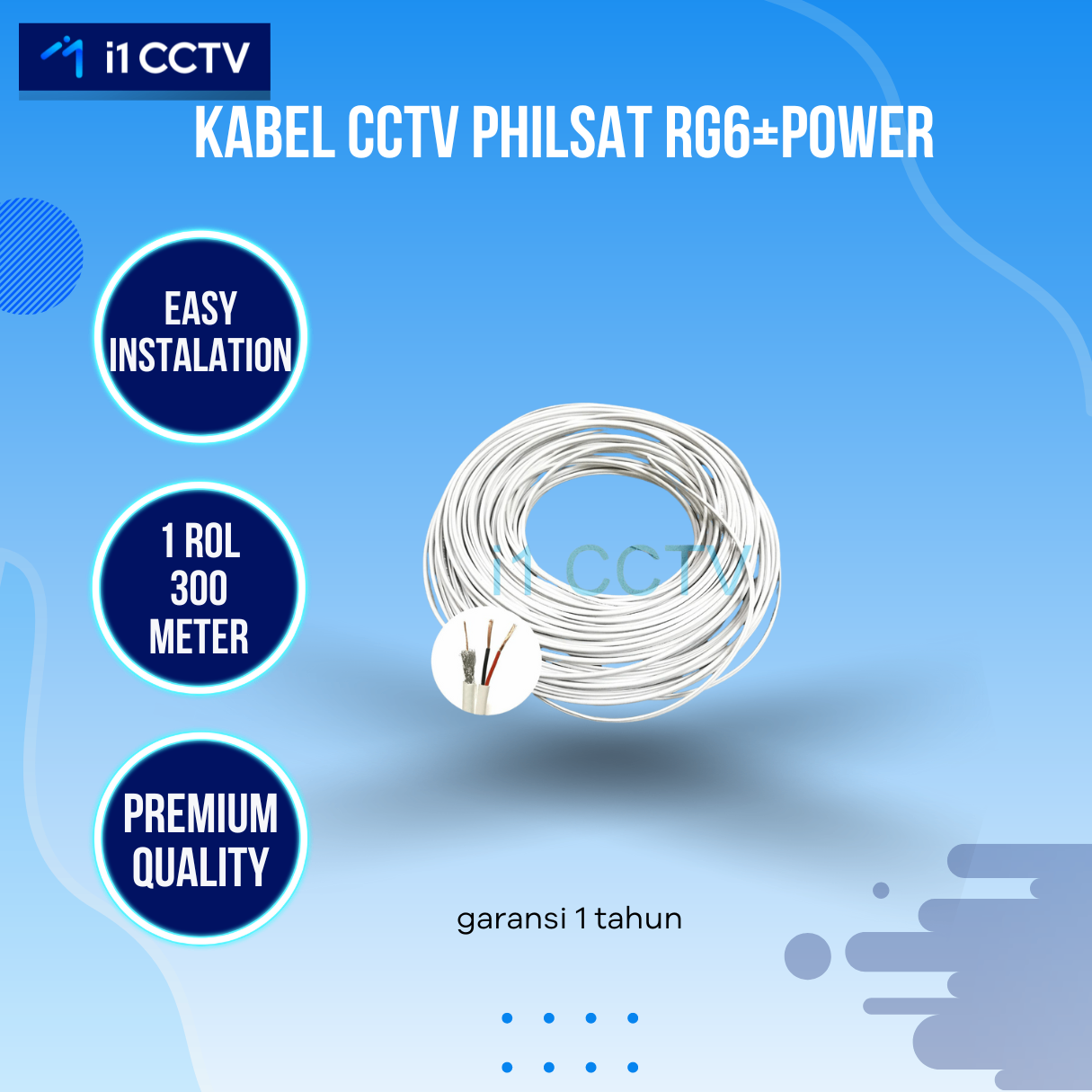 Kabel CCTV PHILSAT RG6+POWER (1 Roll 300M)