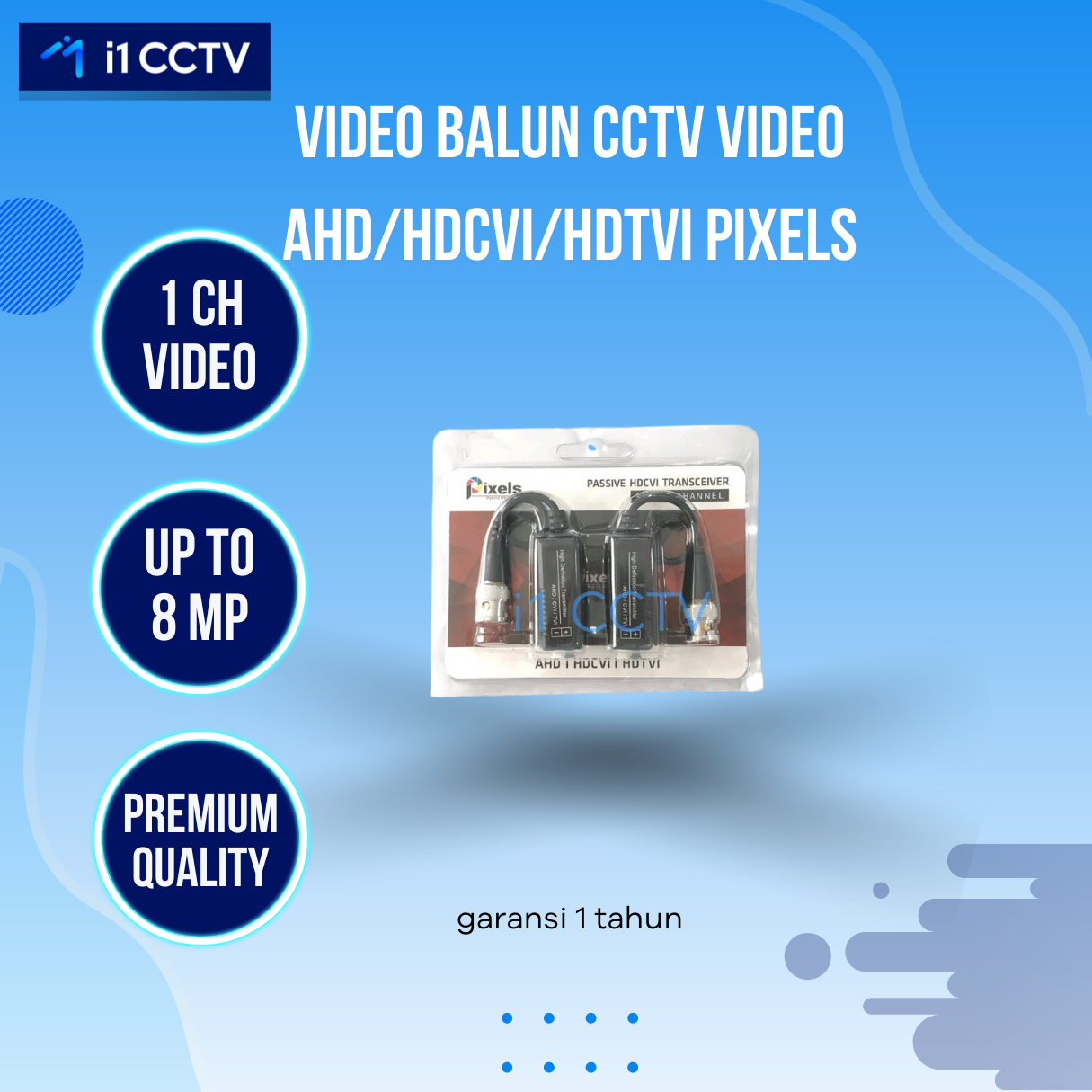 Video Balun CCTV Video AHD/HDCVI/HDTVI 1CH PIXELS