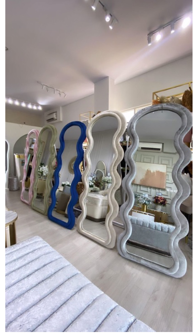 WAVY DRESSING MIRROR 70x180cm ( free packing kayu )