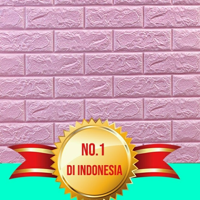 Wallpaper 3D Modern Foam Batu Bata Ukuran 70x77cm 3.5mm Wall Sticker - Merah Muda