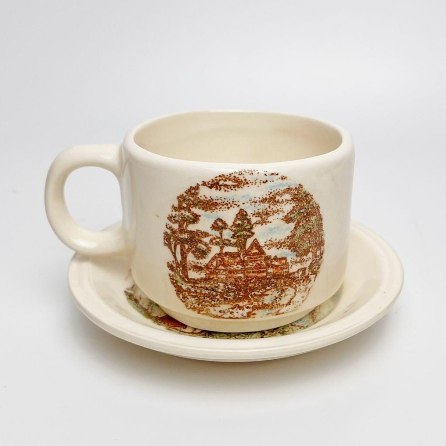 Cangkir Kopi Tiam/ Cangkir keramik/Gelas kopitiam set Tatakan