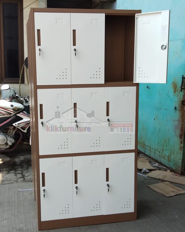 Lemari Loker Locker Cabinet Pintu Besi 9 Pintu ACELO 9 Coklat
