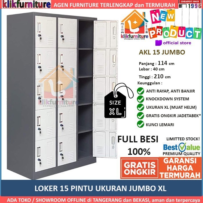 Size JUMBO Lemari Loker Locker Cabinet Besi 15 Pintu AKL 15 / TL05