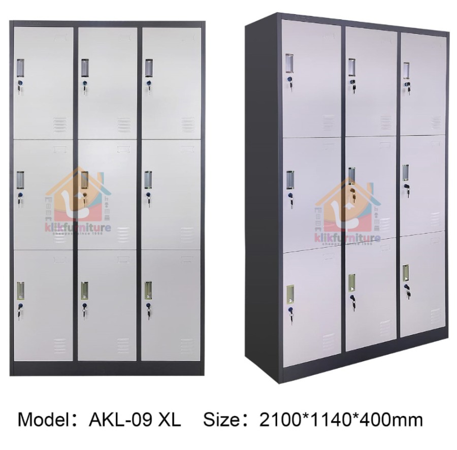 Size JUMBO Lemari Loker Locker Cabinet Pintu Besi 9 Pintu AKL 09 XL