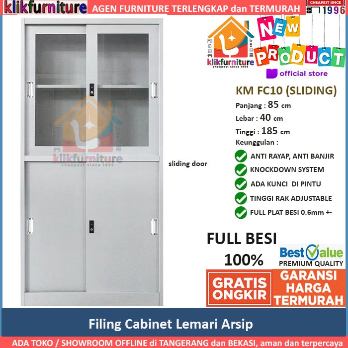 Lemari Arsip Besi Filing Cabinet Besi 4 Pintu Sliding VP 010
