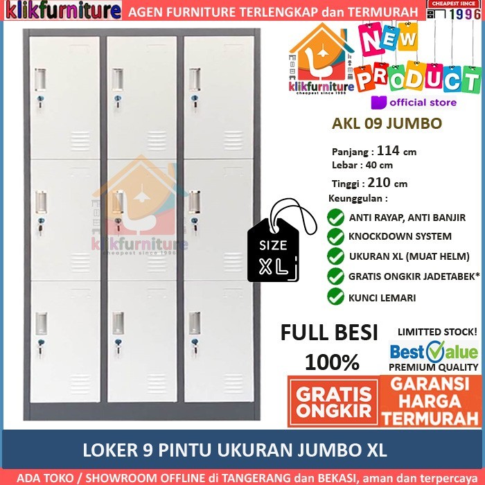 Loker Besi Besar 9 Pintu Muat Helm Full Face AKL 09 JUMBO