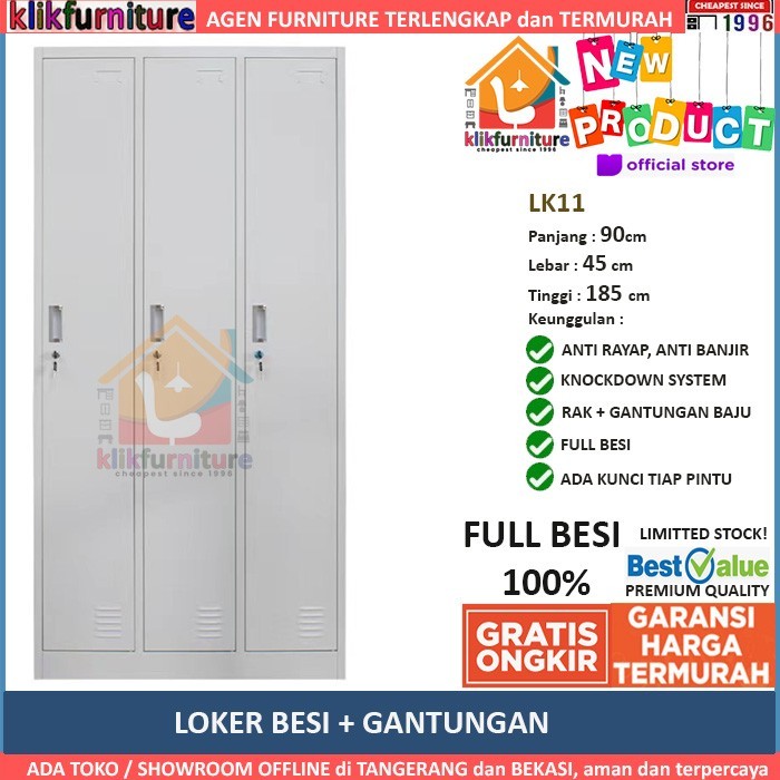 Loker Lemari Besi Ruang Ganti untuk Gantungan Baju LK11