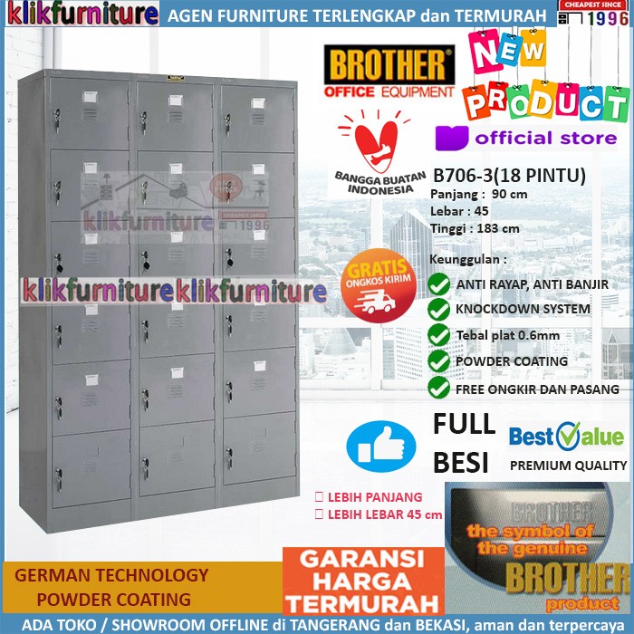 Loker Kabinet Locker Cabinet Besi 18 Pintu Besar B706-3 Brothe