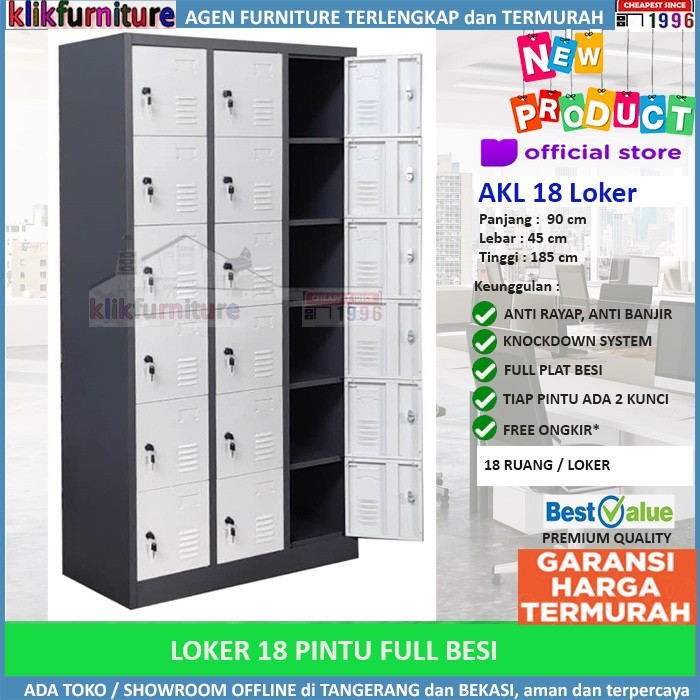 TERMURAH Lemari Besi Import Loker Besi 18 Pintu AKL18