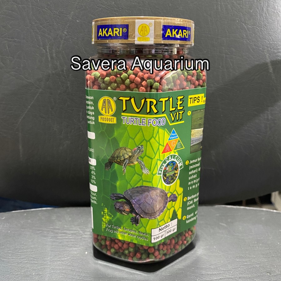 AKARI TURLE VIT 300 GRAM / MAKANAN KURA KURA HIJAU / PELET UMPAN KURA