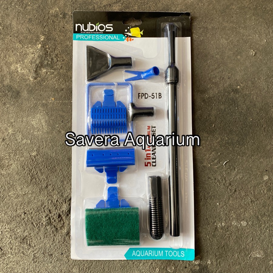 NUBIOS CLEANING SET 5 IN 1 / PEMBERSIH AKUARKUM / MULTIFUNGSI / IMPORT