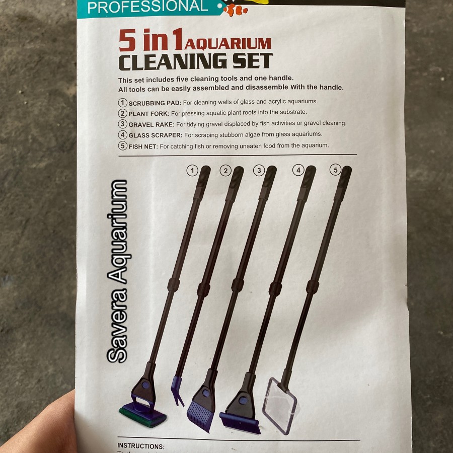 NUBIOS CLEANING SET 5 IN 1 / PEMBERSIH AKUARKUM / MULTIFUNGSI / IMPORT