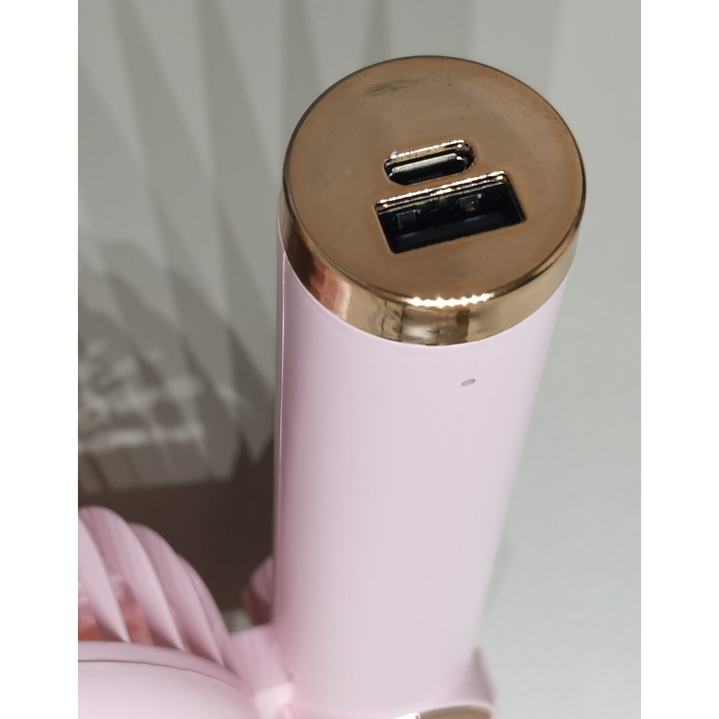 Kipas Angin Mini Fan Portable 2000mAh Ssb Mini Fan Tangan Lipat Meja Foldable Mini Fan Model WT-F31 Warna Putih dan Pink