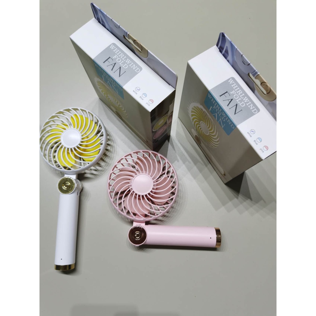 Kipas Angin Mini Fan Portable 2000mAh Ssb Mini Fan Tangan Lipat Meja Foldable Mini Fan Model WT-F31 Warna Putih dan Pink