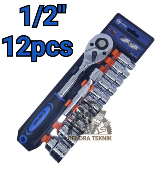 KUNCI SOK 12PCS DR 1/2" inci KUNCI SOCK SET RATCHET SOCKET SET SHOCK MURAH KUNCI SOKET HOBI MURAH