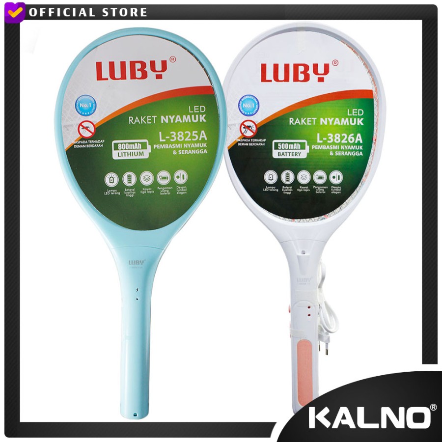 Raket Nyamuk LUBY 3826A/3825A Rechargeble Tahan 20 Jam + Lampu LED