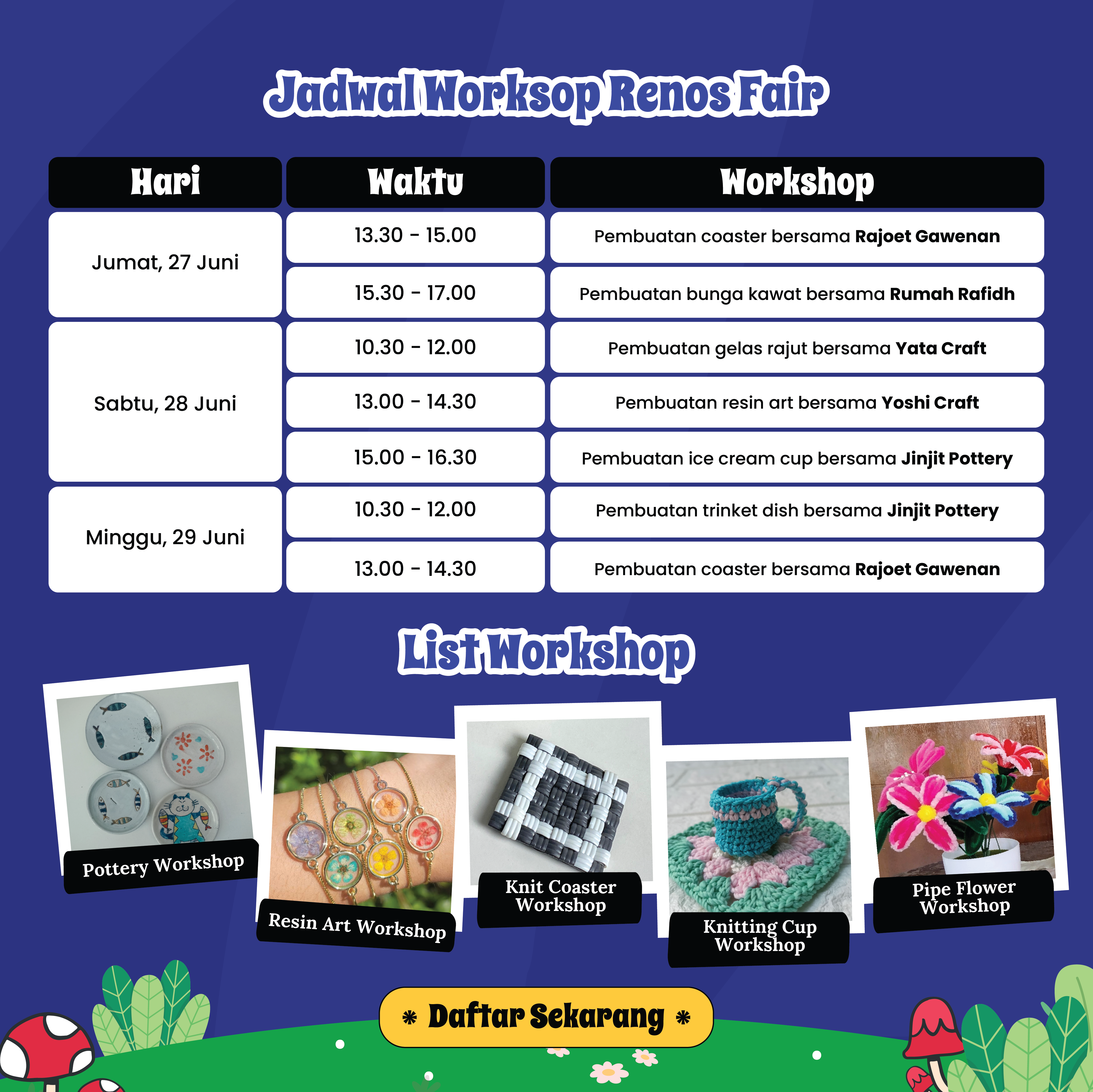 Tiket Workshop Renos Fair 2025 - Pembuatan Coaster Bersama Rajoet Gawenan (29 Juni 13.00)