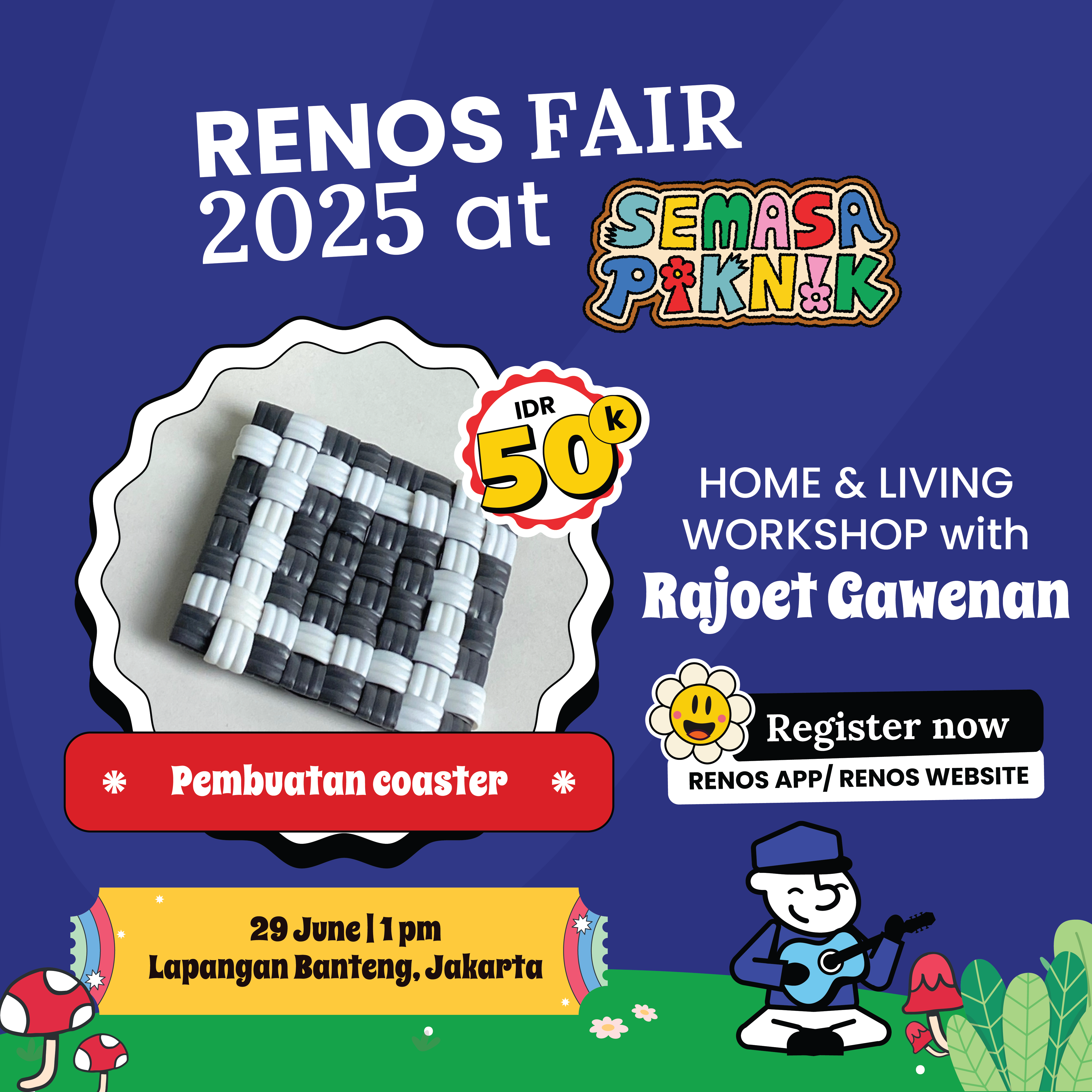 Tiket Workshop Renos Fair 2025 - Pembuatan Coaster Bersama Rajoet Gawenan (29 Juni 13.00)