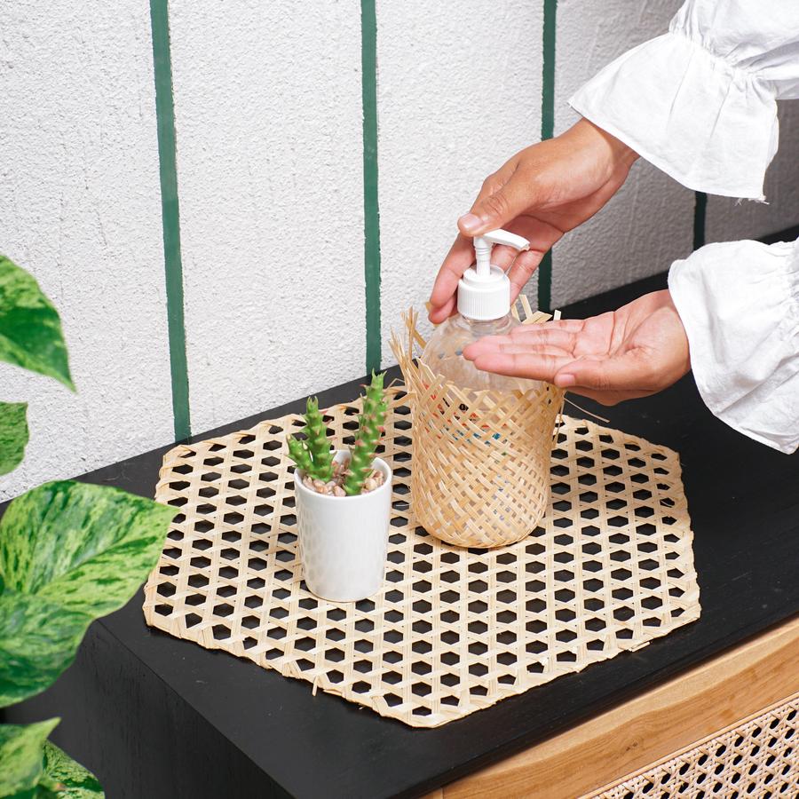 Alas Anyam Bambu Hexa Dekayu | Props Foto Placemat Alas Piring Makan