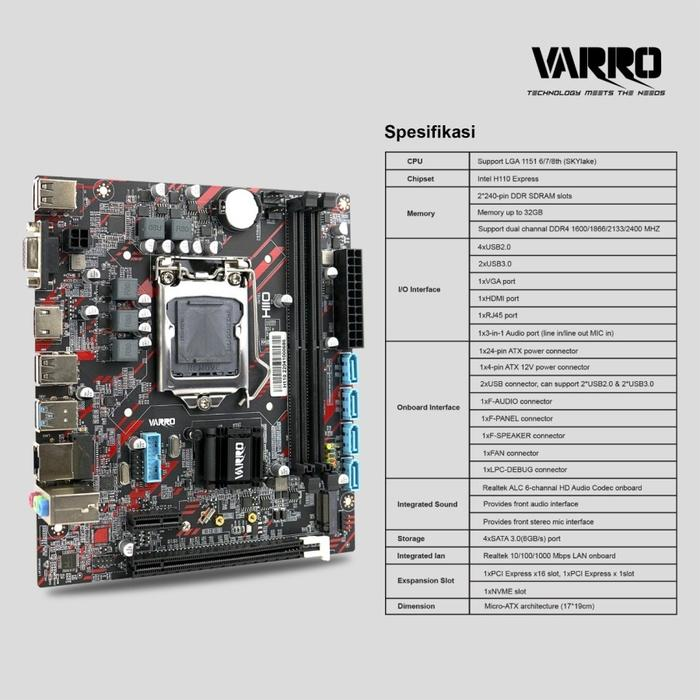 Motherboard VARRO H110 NVME DDR4 LGA 1151