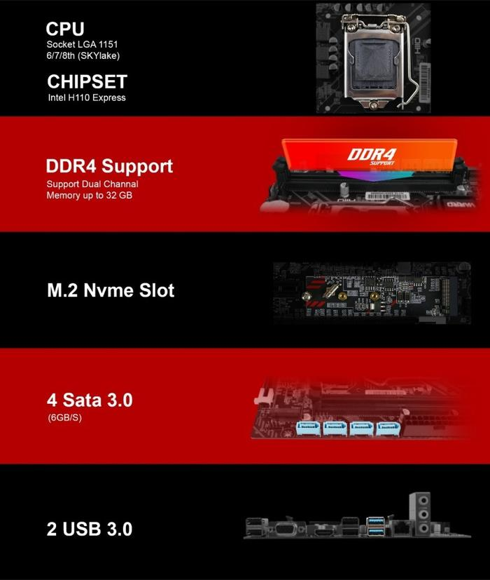 Motherboard VARRO H110 NVME DDR4 LGA 1151
