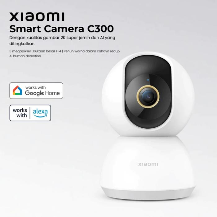 Xiaomi CCTV Smart Camera C300 2K Ultra-clear HD Rotasi 360° F1.4 AI Night Vision Inframerah Sistem Pelacakan Manusia