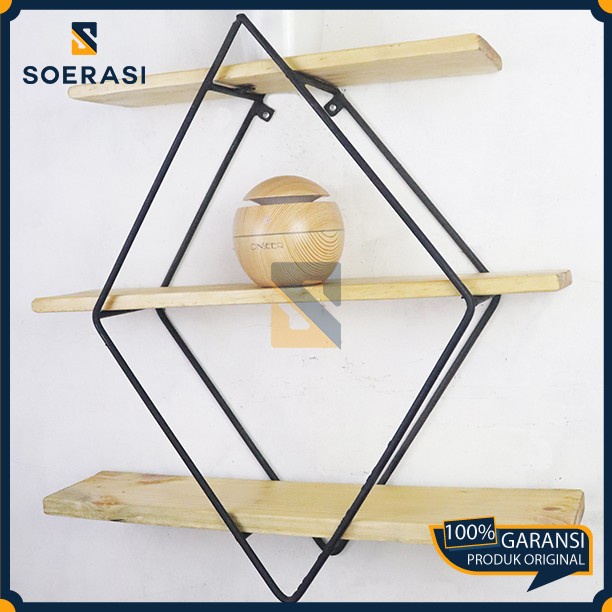 Rak Dinding Gantung 3 Kayu Tatakan Minimalis Elegan