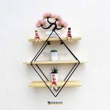 Rak Dinding Gantung 3 Kayu Tatakan Minimalis Elegan