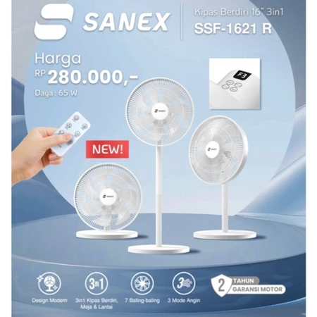 Sanex Kipas Angin SSF-1621 / SSF-1621R 3IN1 Fan Ukuran 16 Inch