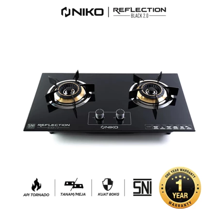 NIKO Kompor Gas Tanam Bahan Kaca - Niko Glass Stove Reflection Series