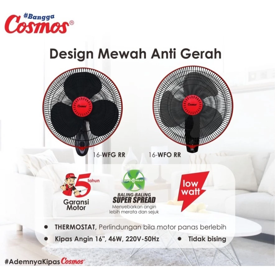 Cosmos Kipas Angin Dinding 16WFG RR Wallfan 16INCH