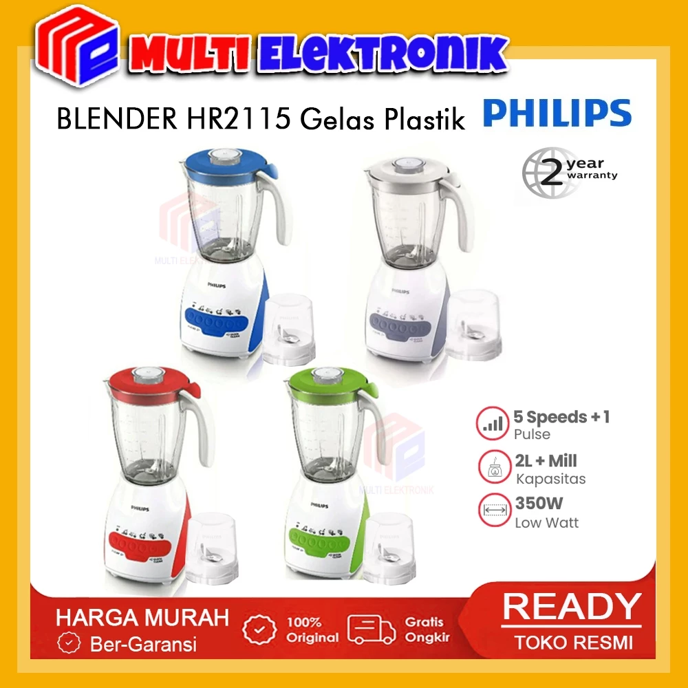 Philips Blender HR2115 Gelas Plastik Kapasitas 2L Garansi Resmi 2 Tahun