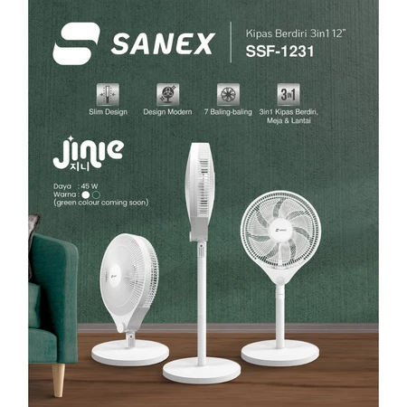 Sanex Kipas Angin SSF-1221 / SSF-1221R / SSF-1231 Stand & Desk Fan 12 Inch