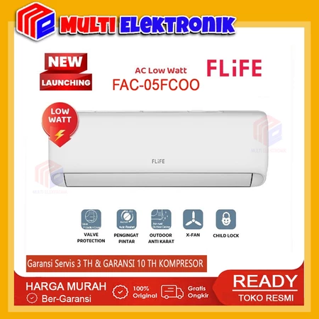 Flife AC Low Watt 0.5PK - FAC-05FCOO - Putih (Unit Indoor & Outdoor)