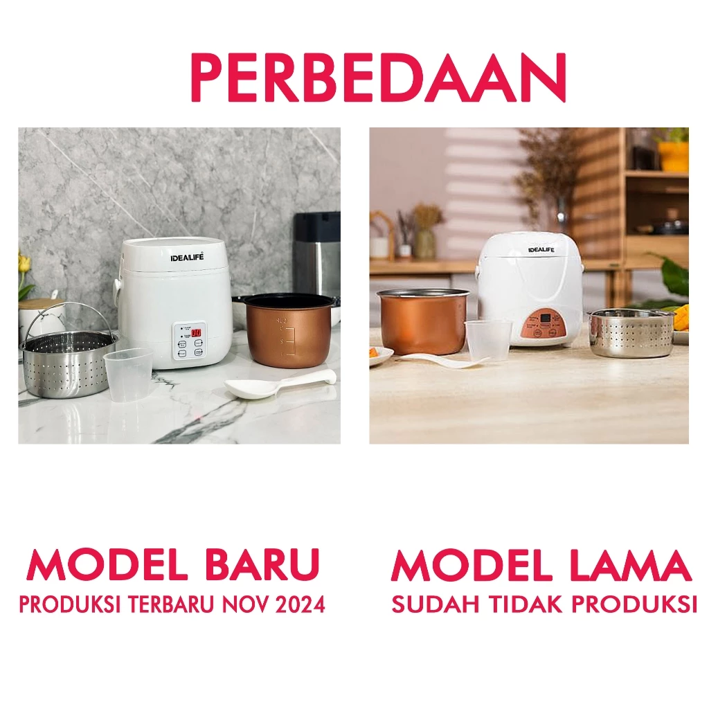 Idealife Mini Rice Cooker IL-110B / IL110B Low Carbo Low Sugar Original Garansi Resmi 4.9 135 penilaian