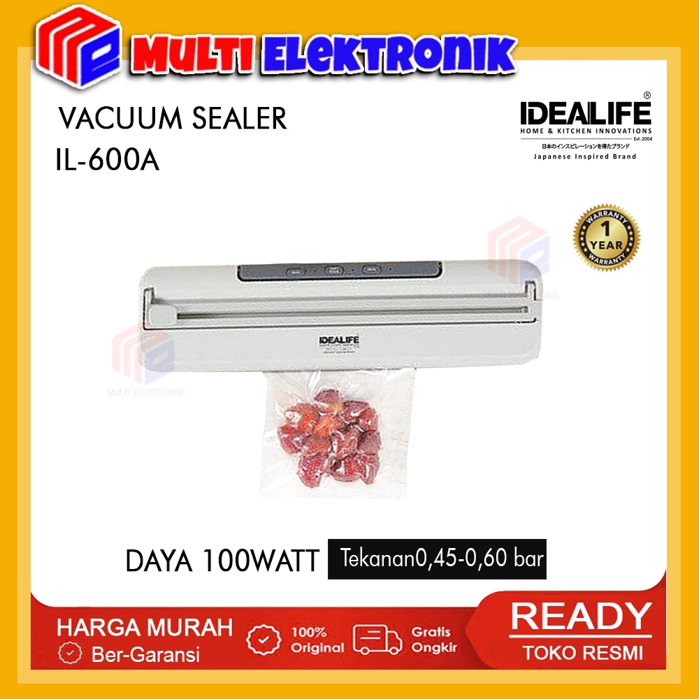 Idealife Food Vacuum Sealer With Cutter Function - Vacuum Pembungkus Makanan IL-600A / IL600A / IL 600A