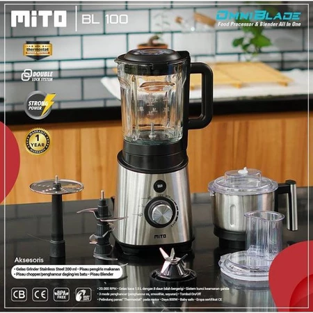 MITO Food Processor dan Blender BL 100 / BL100 Omni Blade