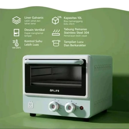 Flife Oven Listrik Mini Milky OV10H Kapasitas 10 Liter Garansi Resmi