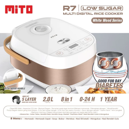 Mito Rice Cooker Multi Digital R7 kapasitas 2 Liter 8 in 1