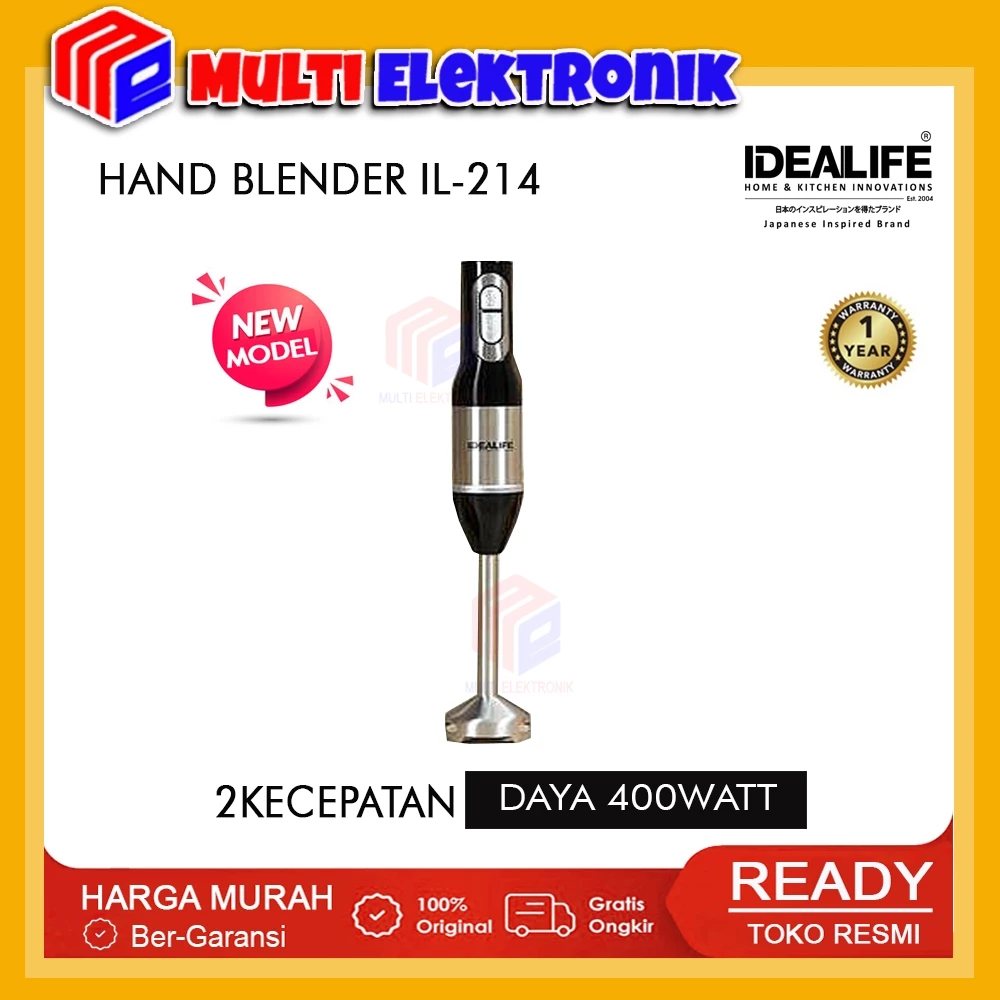 Idealife Hand Blender Idealife IL-214 - Blender Penggiling Buah dan Sayurr
