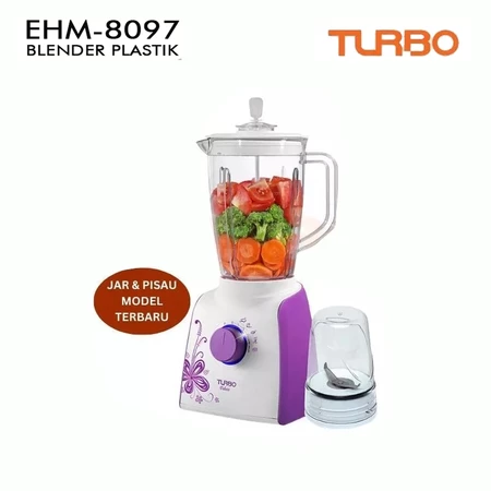 Turbo Blender Plastik EHM8097 / EHM-8097 Kapasitas 2 Liter 5 Pilihan Kecepatan Low Watt
