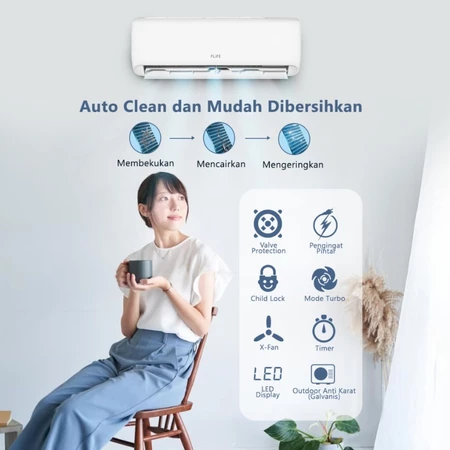Flife AC Low Watt 0.5PK - FAC-05FCOO - Putih (Unit Indoor & Outdoor)