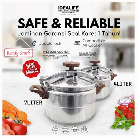 IDEALIFE Panci Presto Cocok Dengan Semua Jenis Kompor - Pressure Cooker