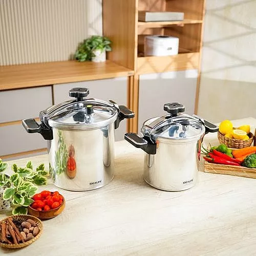 IDEALIFE Panci Presto / Pressure Cooker Alumunium PC-8001 Kapasitas 8 Liter / PC-1201 Kapasitas 12 Liter