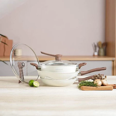 IDEALIFE Panci Set IL-22B / IL22B Peralatan Masak Granit Anti Lengket