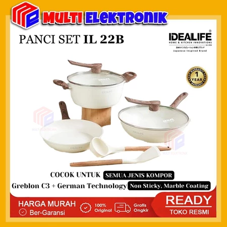 IDEALIFE Panci Set IL-22B / IL22B Peralatan Masak Granit Anti Lengket
